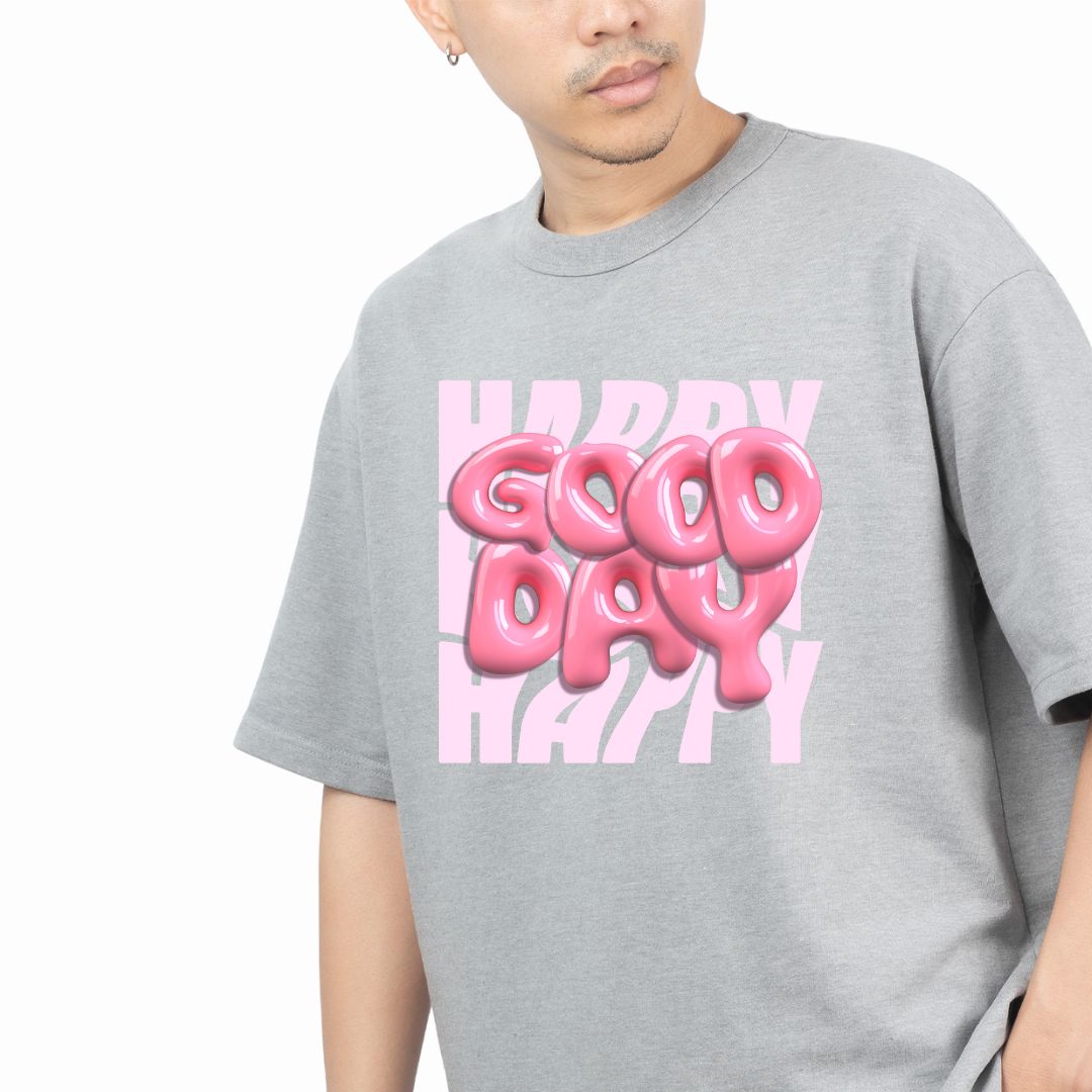 Happy Good Day Pink Glossy Tee Positive Vibes T-Shirt by Ivriy American