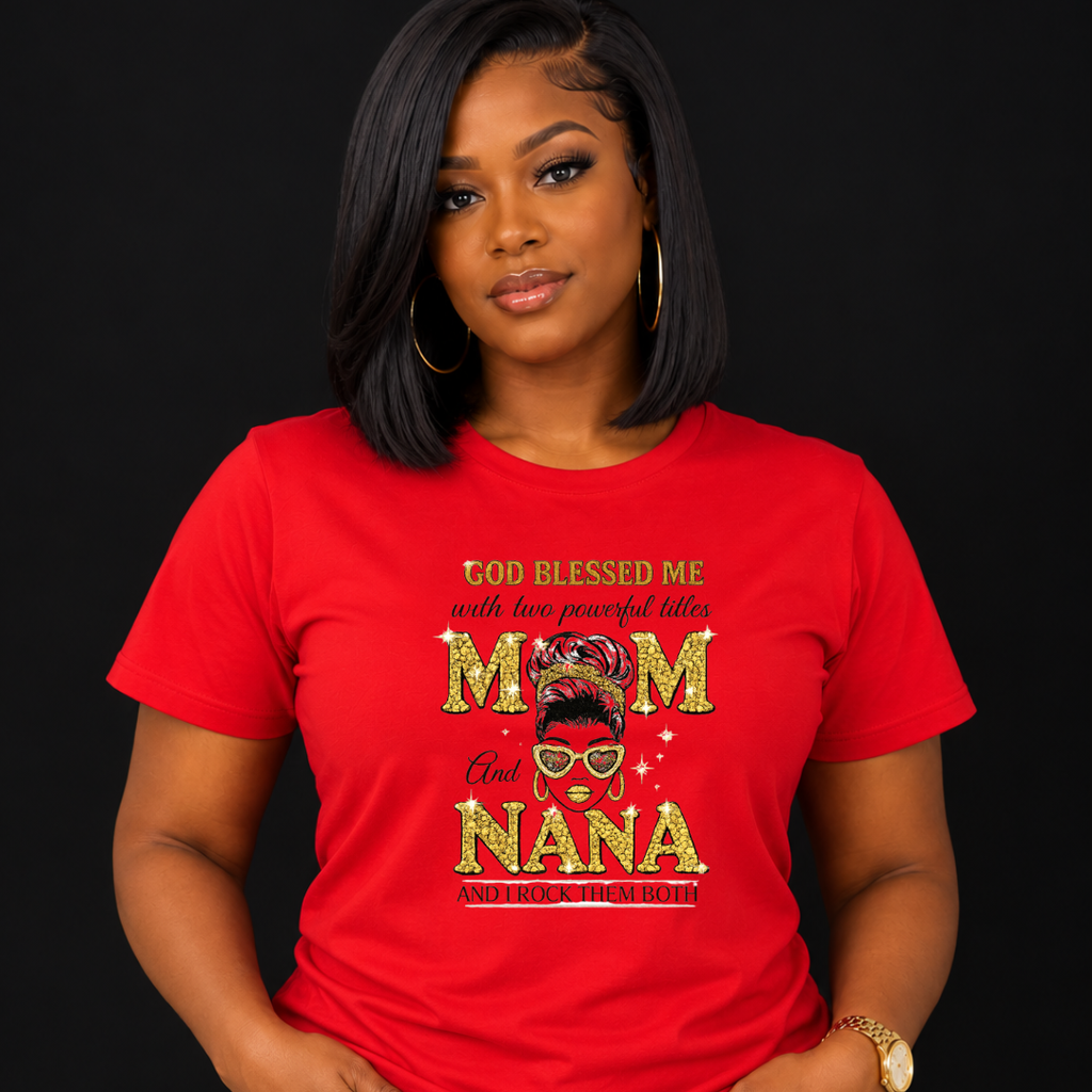 Mom and Nana T-Shirt | Family Graphic Tee Gift for Moms & Grandmas | Ivriy American