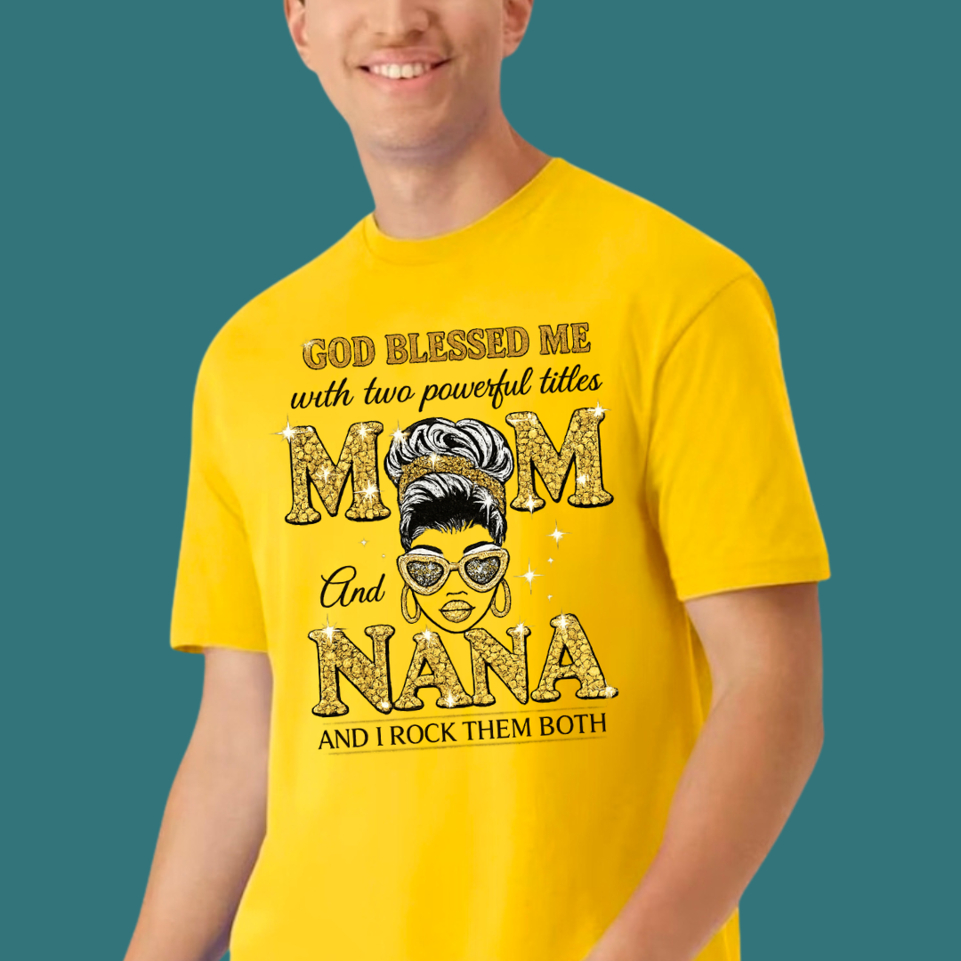 Mom and Nana T-Shirt | Family Graphic Tee Gift for Moms & Grandmas | Ivriy American