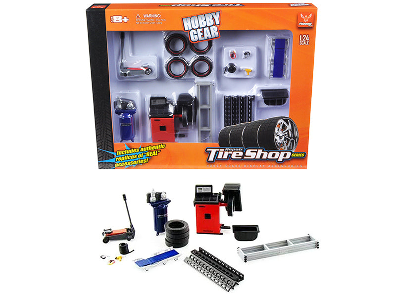 Repair Tire Shop Accessories Tool Set for 1/24 Scale Models by Phoenix