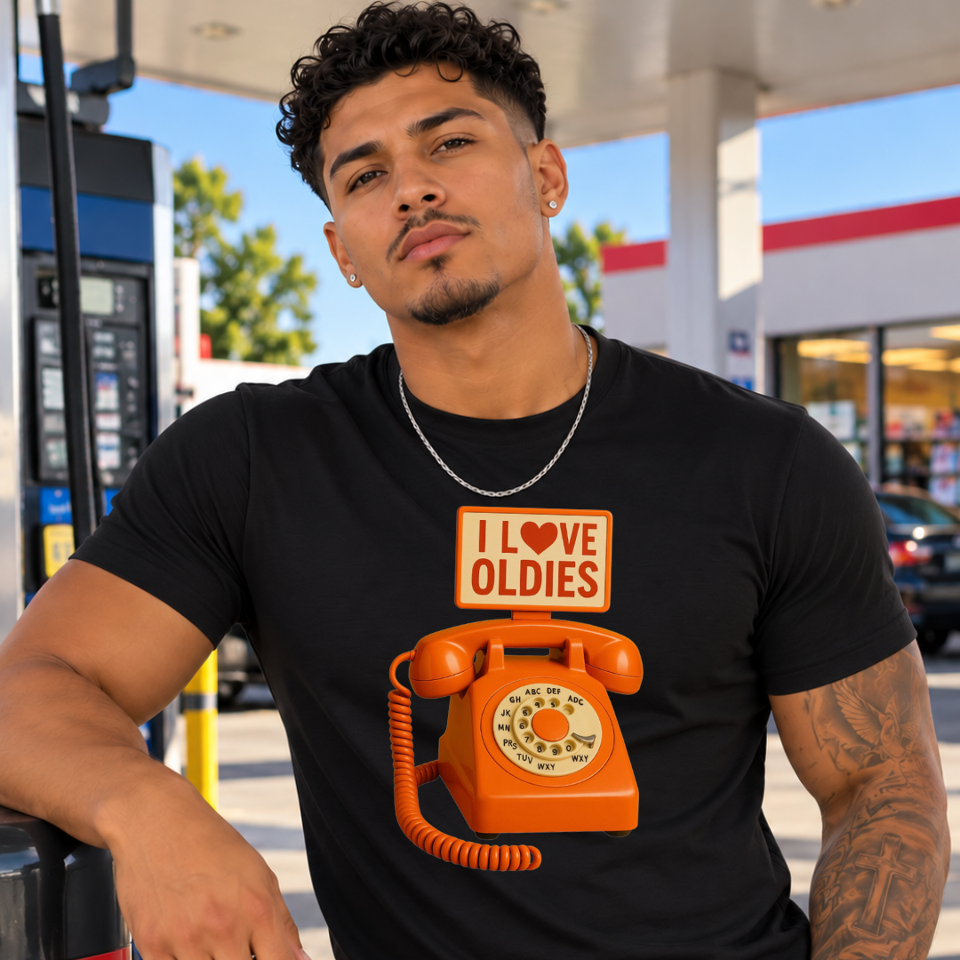 "I ❤️ Oldies” Retro Phone T-Shirt