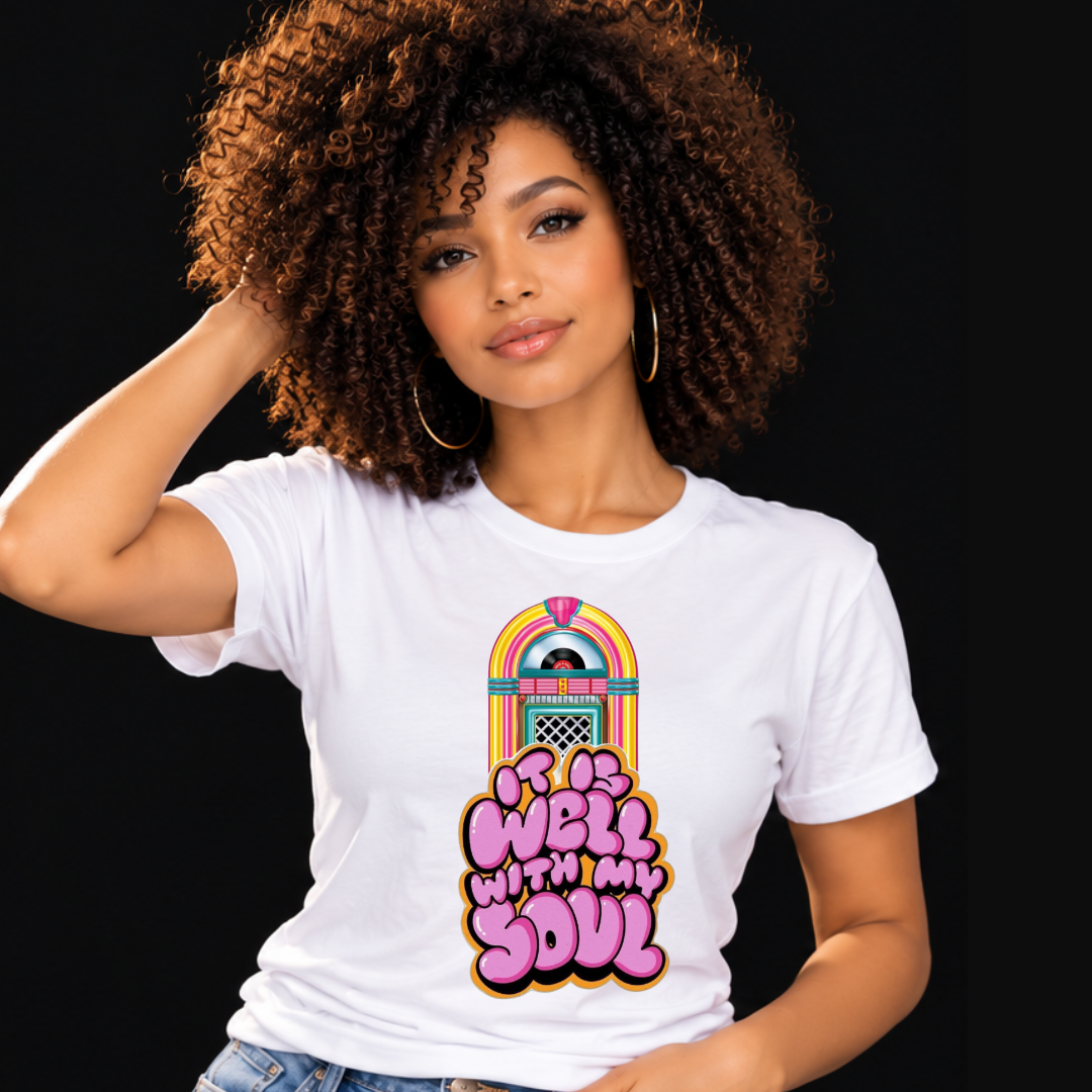 It Is Well With My Soul Retro Jukebox T-Shirt – 70s Inspired Gospel Tee