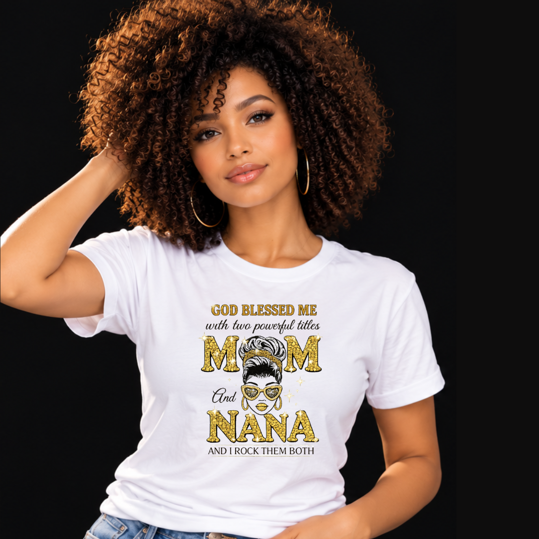 Mom and Nana T-Shirt | Family Graphic Tee Gift for Moms & Grandmas | Ivriy American