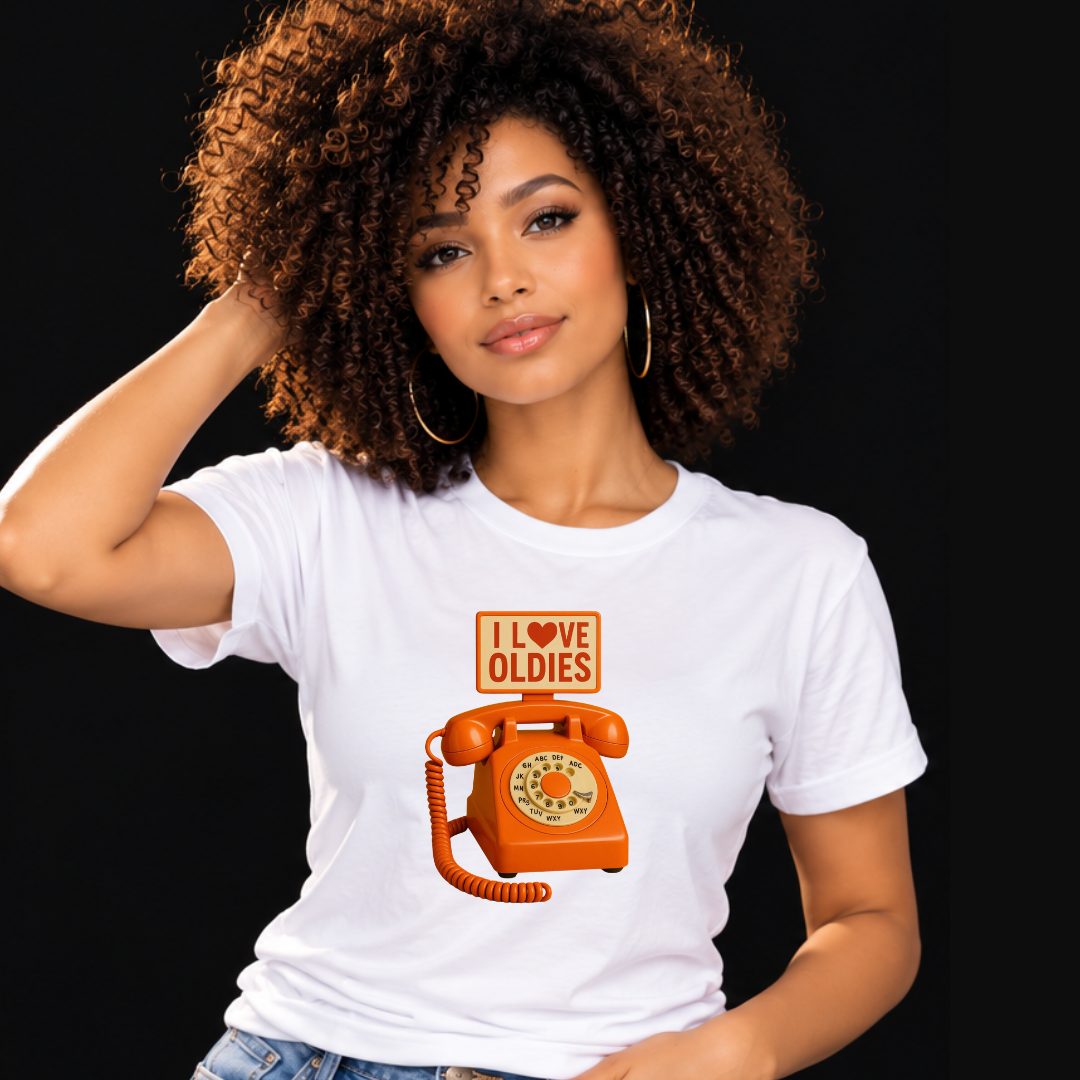 "I ❤️ Oldies” Retro Phone T-Shirt