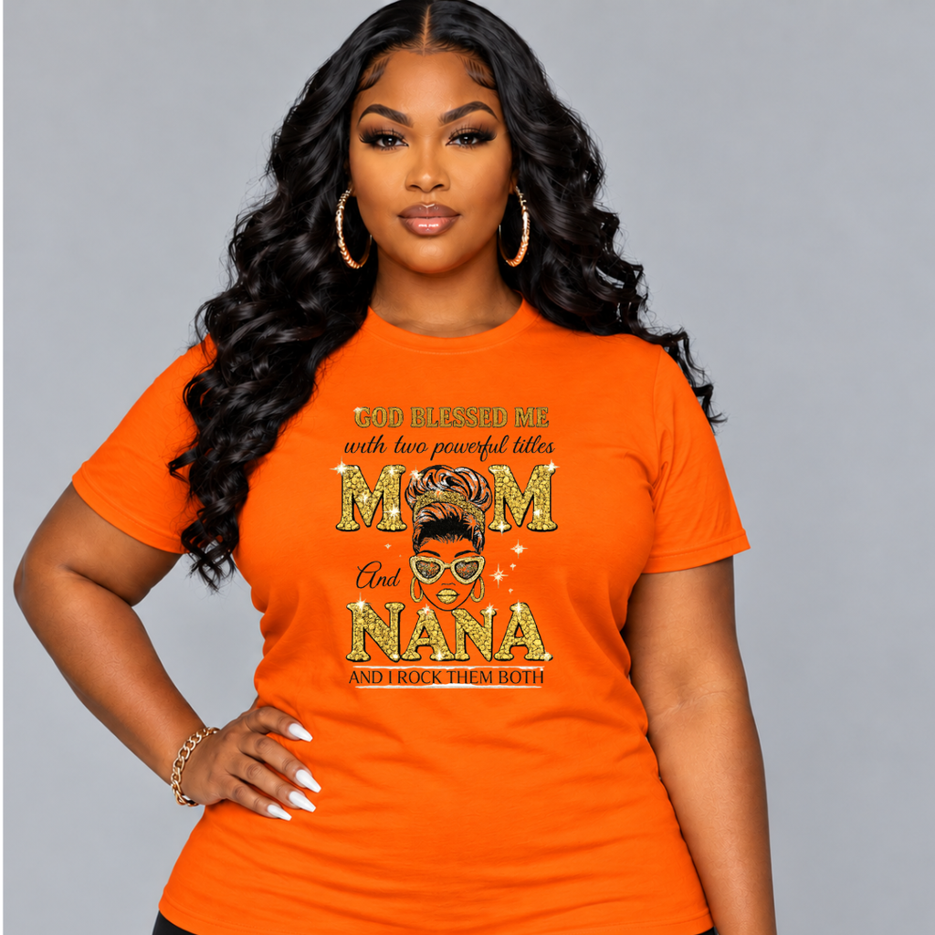 Mom and Nana T-Shirt | Family Graphic Tee Gift for Moms & Grandmas | Ivriy American