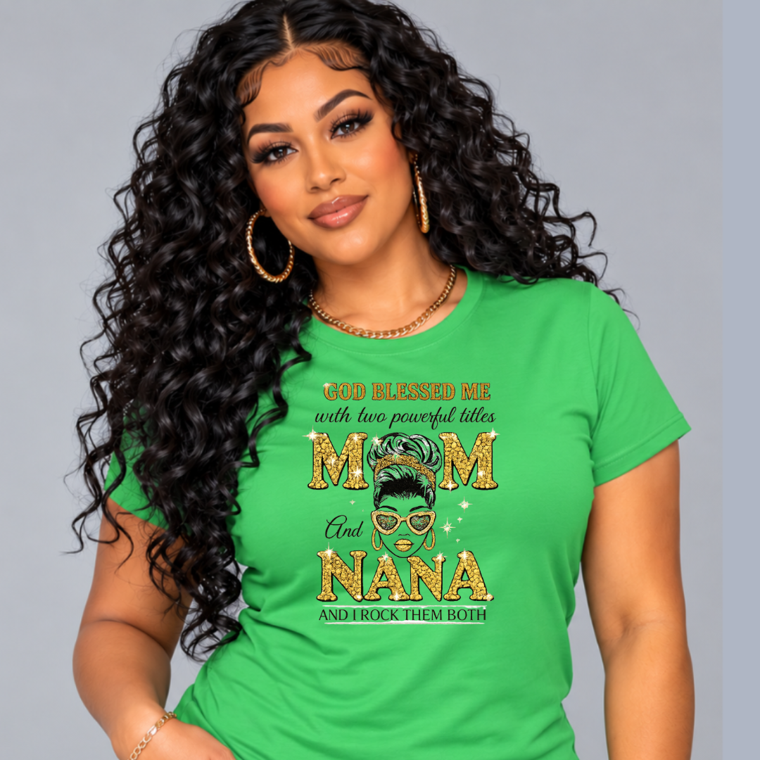 Mom and Nana T-Shirt | Family Graphic Tee Gift for Moms & Grandmas | Ivriy American