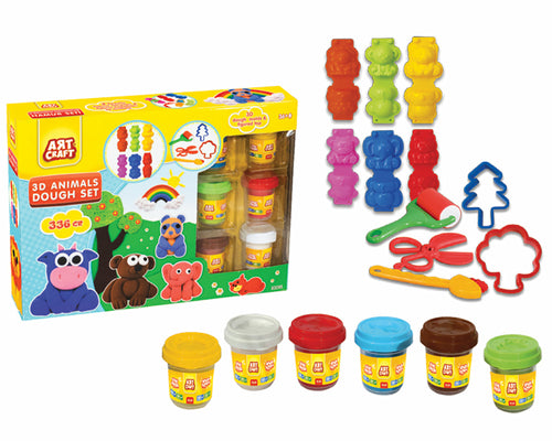 Dede 3D Animals Dough Set, Scissors and Shaped Molds, Suitable for