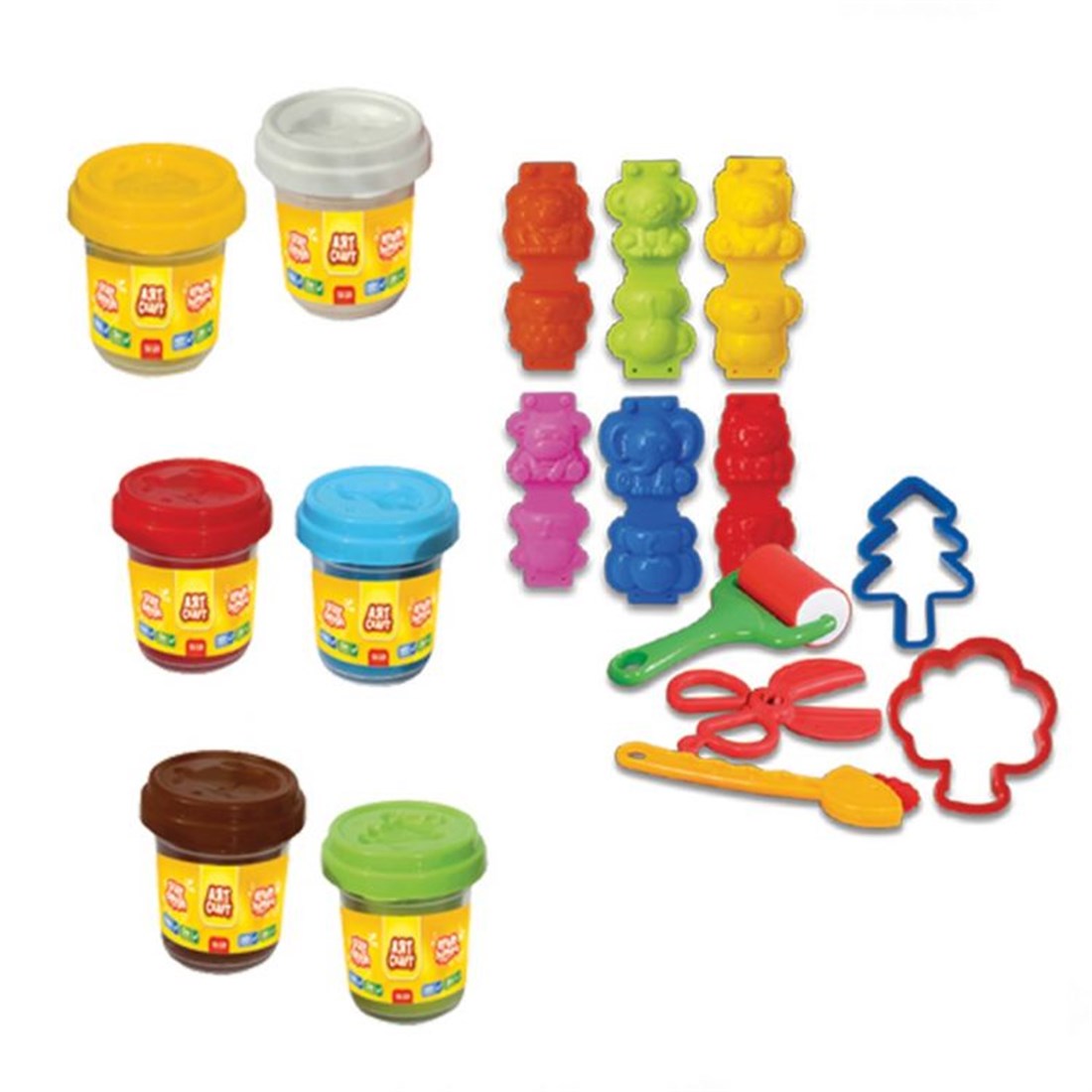 Dede 3D Animals Dough Set, Scissors and Shaped Molds, Suitable for