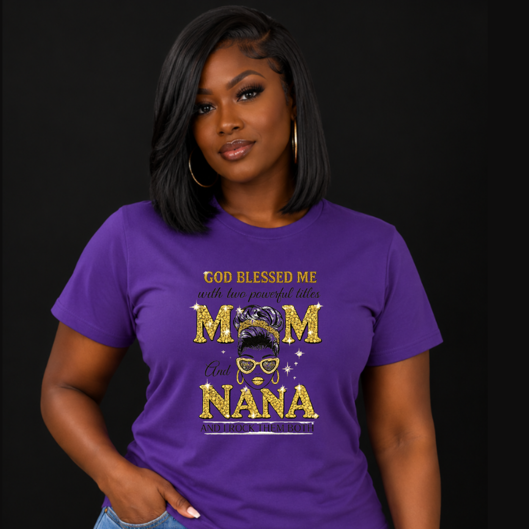 Mom and Nana T-Shirt | Family Graphic Tee Gift for Moms & Grandmas | Ivriy American