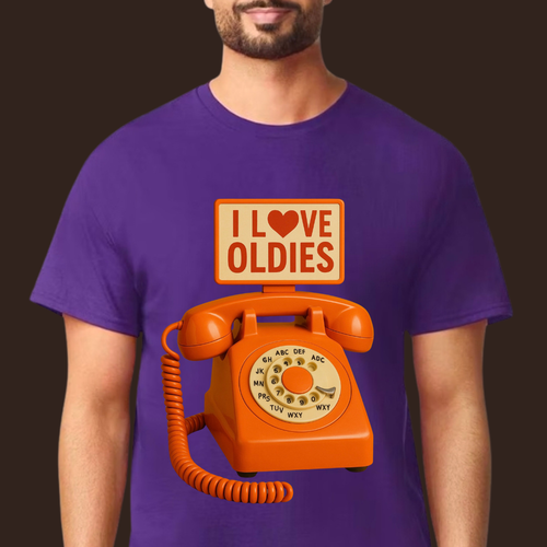 "I ❤️ Oldies” Retro Phone T-Shirt