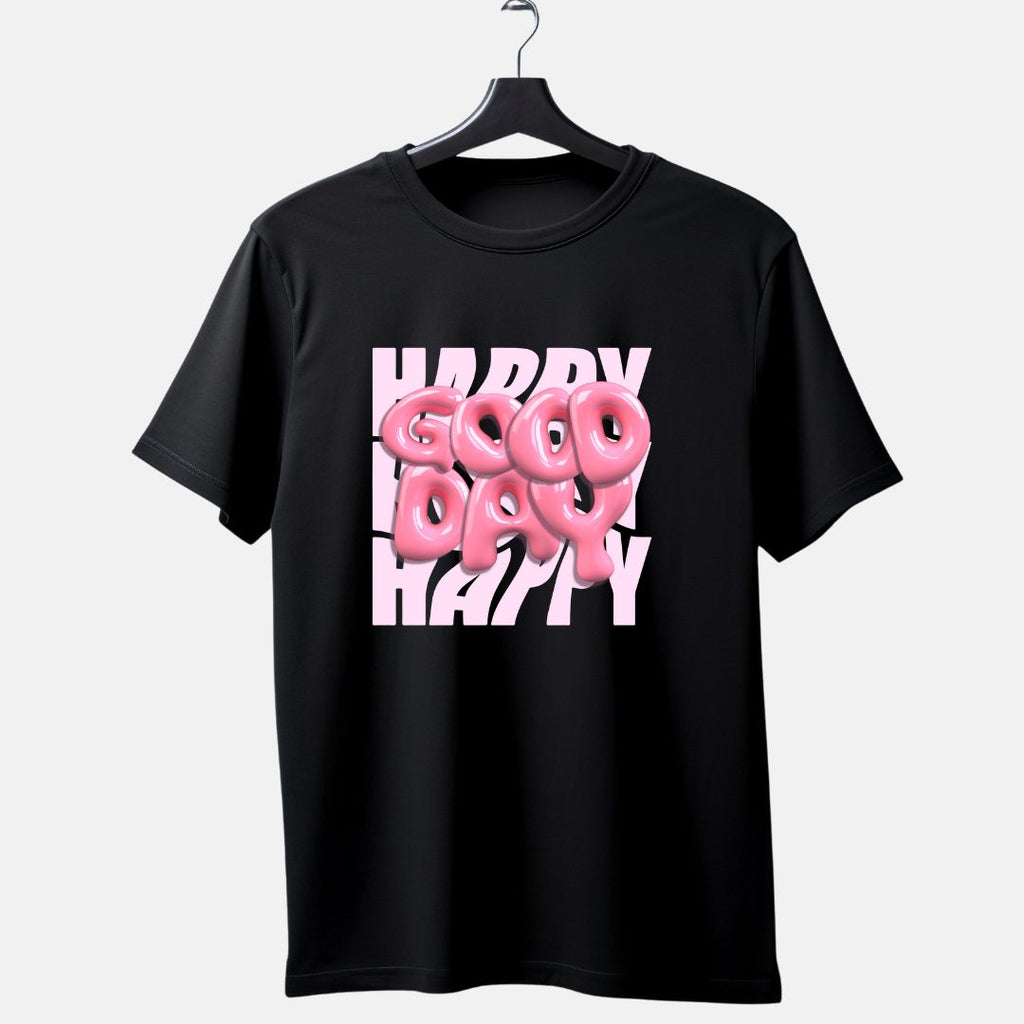 Happy Good Day Pink Glossy Tee Positive Vibes T-Shirt by Ivriy American