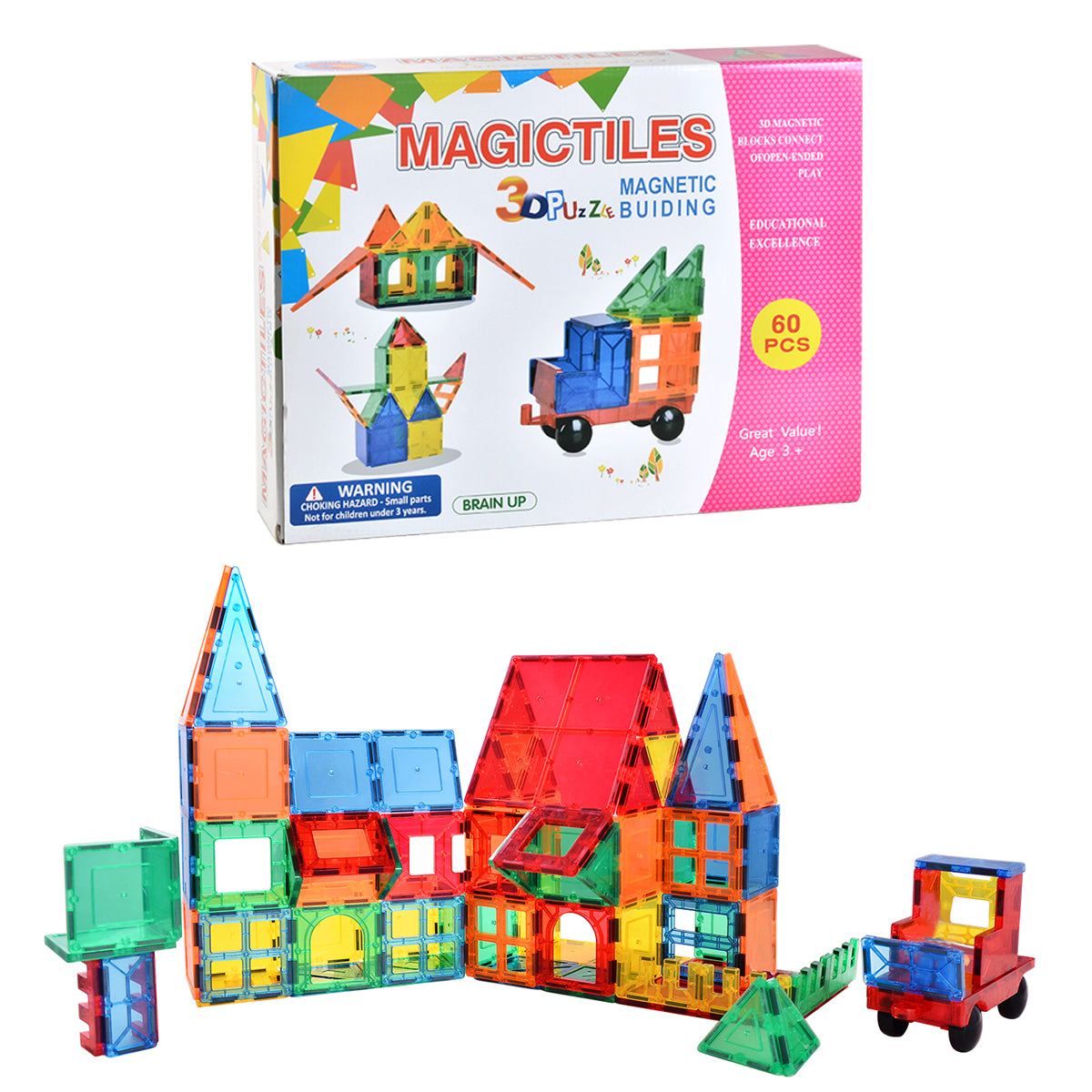 Zunammy 60 Piece Magnetic Tiles Set