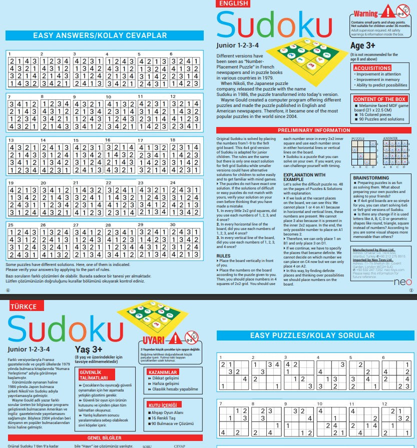 Sudoku Junior 1-2-3-4 Board Game