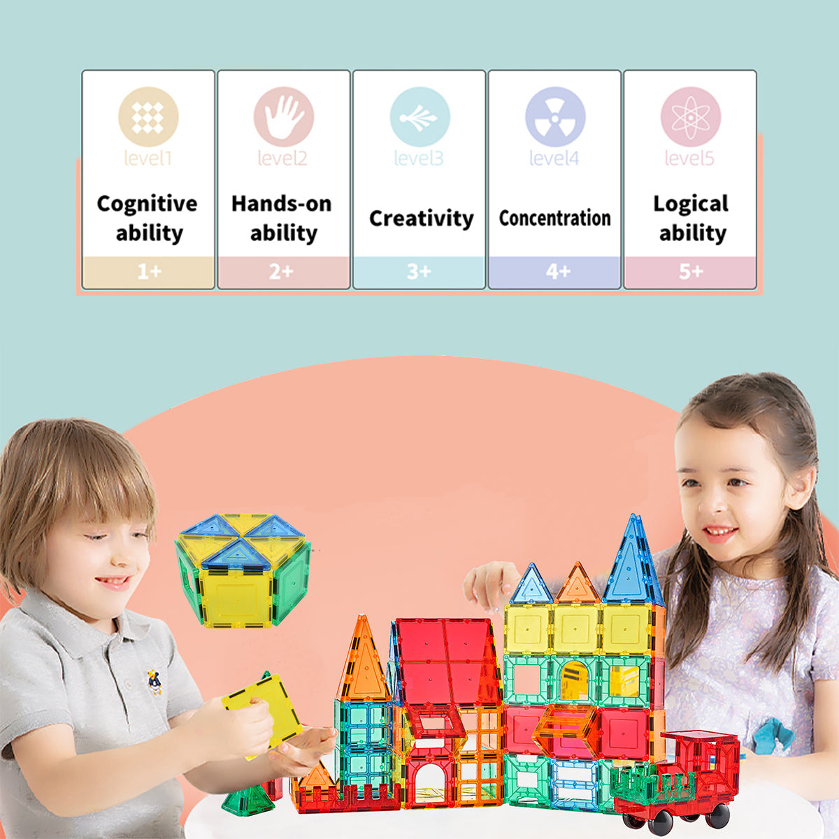 Zunammy 60 Piece Magnetic Tiles Set