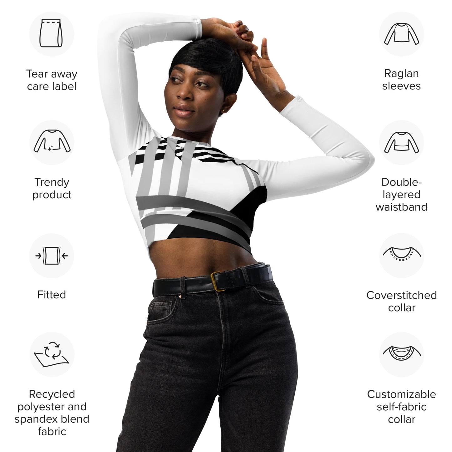 Recycled long-sleeve crop top